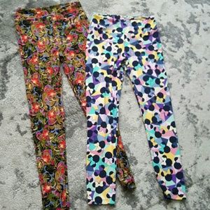 2 Pair of Lularoe colorful leggings micky mouse